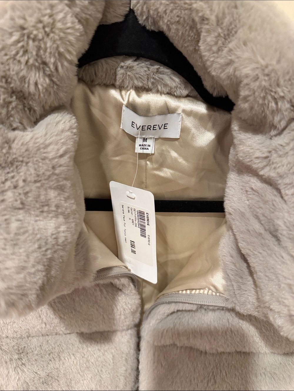 Evereve Light Gray Faux Fur Quilted Puffer Vest - Picture 2 of 5